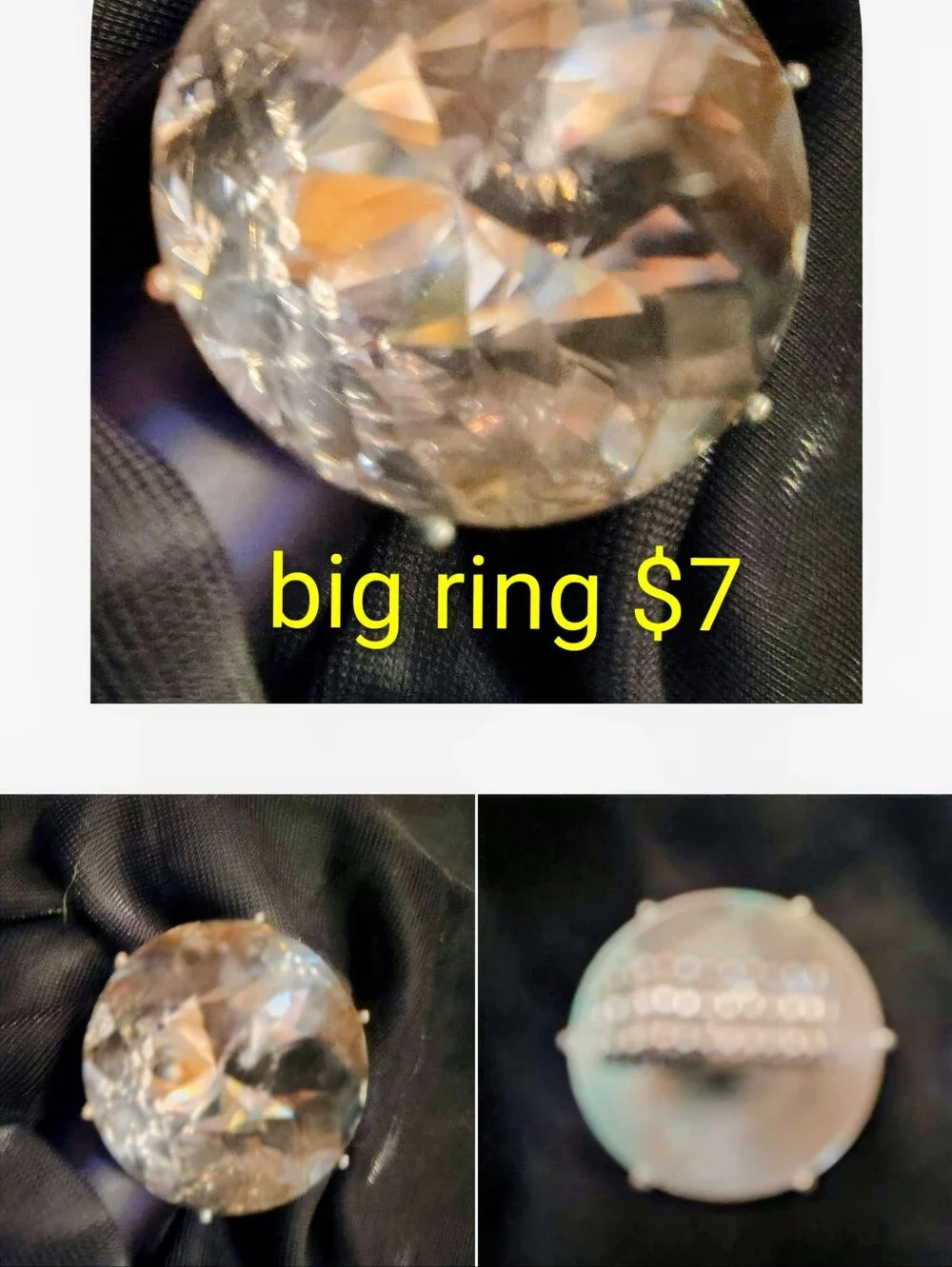 Vintage Clear Crystal Statement Ring